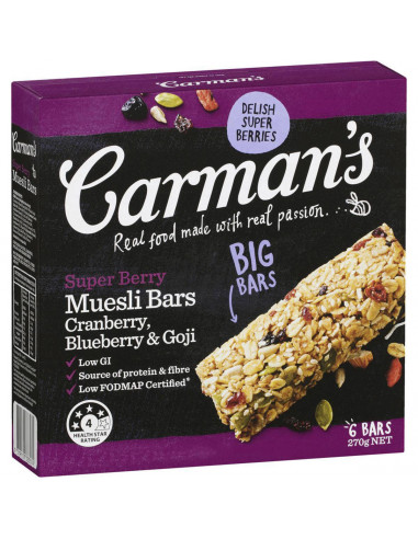 Carman's Super Berry Muesli Bars 6 pack