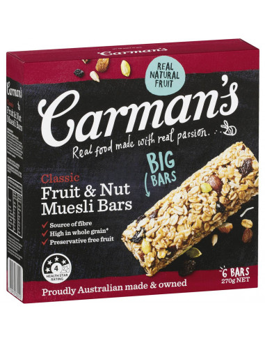 Carman's Classic Fruit & Nut Muesli Bars 6 pack