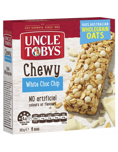 Uncle Tobys Muesli Bars Chewy White Choc Chip 6 pack
