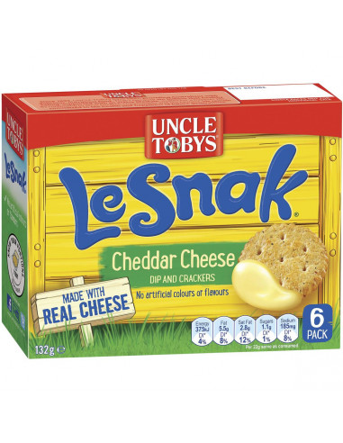 Uncle Tobys Le Snak Cheddar Cheese Dip & Crackers 6 pack