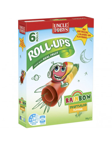 Uncle Tobys Roll-ups Rainbow Fruit Salad 6 pack