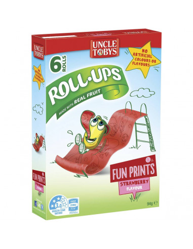 Uncle Tobys Roll-ups Strawberry Funprint 6 pack