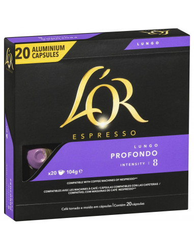 L'or Espresso Lungo Profondo Coffee Capsules Compatible With Nespresso 20 pack