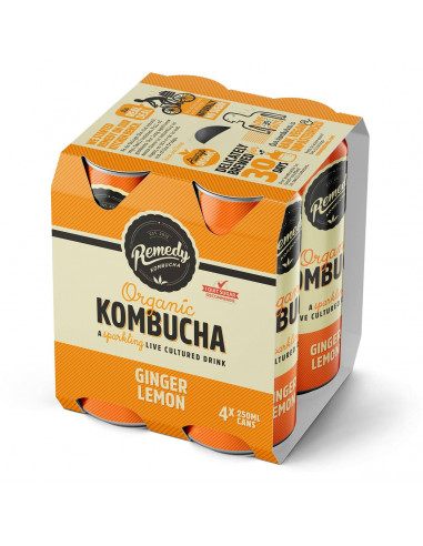 Remedy Lemon Ginger Kombucha 4 pack