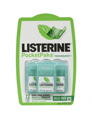 Listerine Pocket Paks Breath Freshners Fresh Burst 72pk