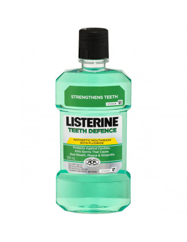 Listerine Teeth Defence Mouthwash Antiseptic With Fluoride 500ml