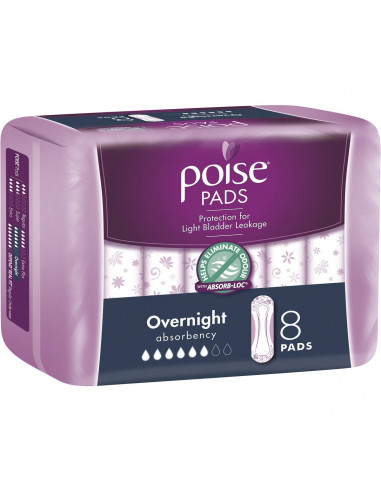 Poise Hourglass Pads Overnight 8 pack