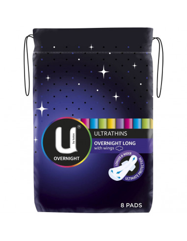 U By Kotex Ultrathin Overnight Pad Long 8 pack