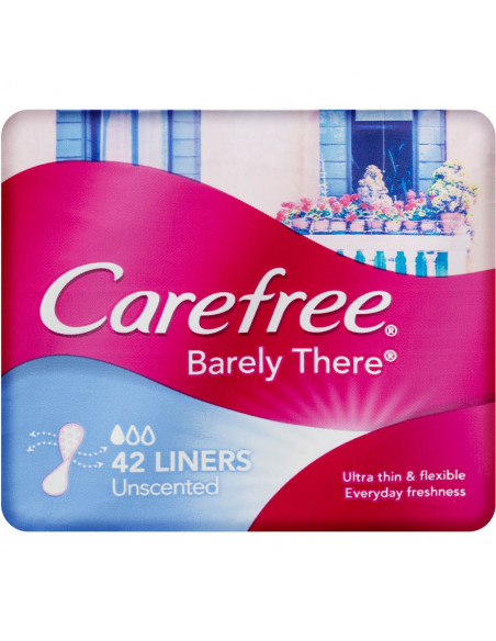 Carefree Barely There Panty Liners Ultra Thin Breathable 42 pack