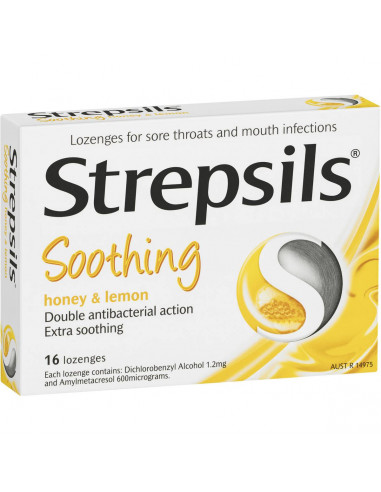 Strepsils Throat Lozenges Honey And Lemon 16 pack