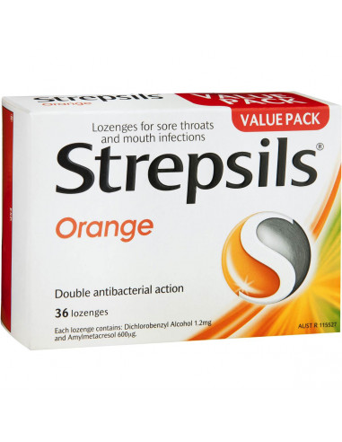 Strepsils Throat Lozenges Orange 36 pack