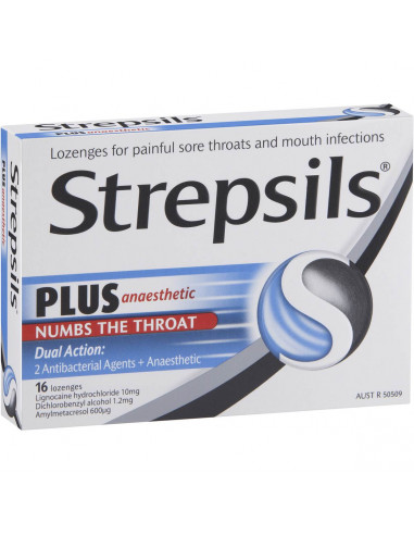 Strepsils Plus Throat Lozenges Pain Relief Numbing 16 pack