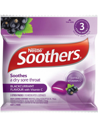 Soothers Throat Lozenges Blackcurrant 30 pack