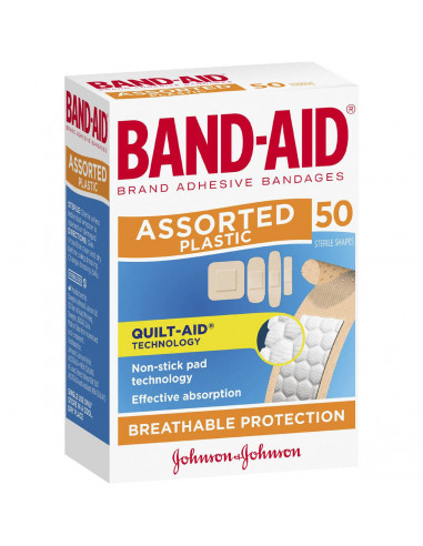 Band-aid Plastic Strips Shapes 50pk