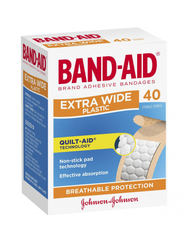 Band-aid Plastic Strips Extra Wide Breathable 40pk