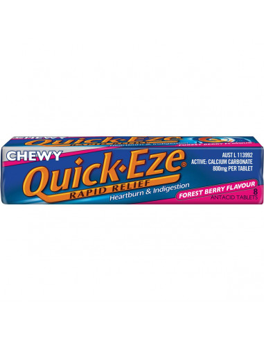 Quick Eze Chewy Forest Berry Antacid Tablets 8ea