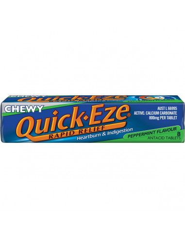 Quick Eze Antacids Peppermint Chewy 8 pack