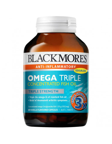Blackmores Odourless Omega Triple Concentration Fish Oil Caps 60pk
