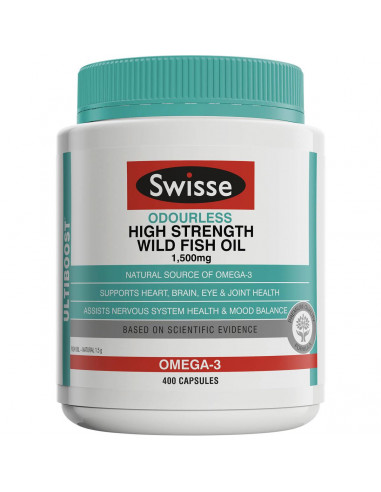 Swisse Odourless High Strength Wild Fish Oil 400 capsules