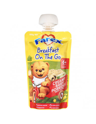 Farex Breakfast On The Go 6 Months Creamy Baby Porridge W/ Apple 120g