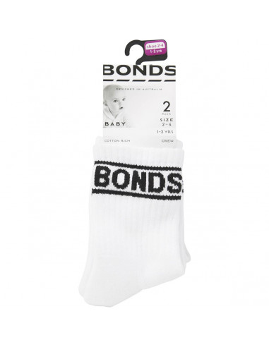 Bonds 100 Crew Socks Size 6-12m & 1-2y each
