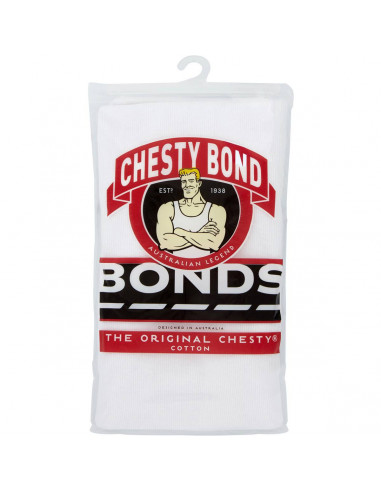 Bonds Singlet Mens Chesty White Size 18 1pk