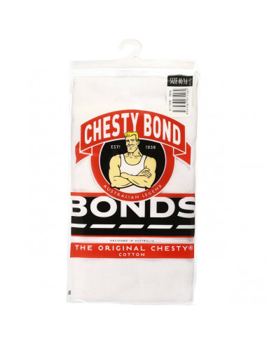 Bonds Singlet Mens Chesty White Size 16 1pk