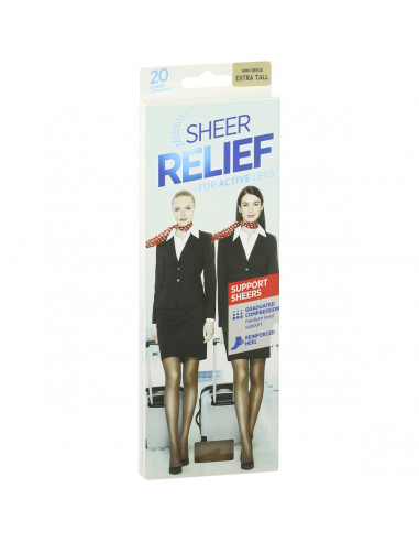 Sheer Relief Pantyhose Control Support Beige Extra Tall each