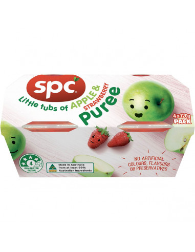 Spc Apple Strawberry Puree 4pk 480g