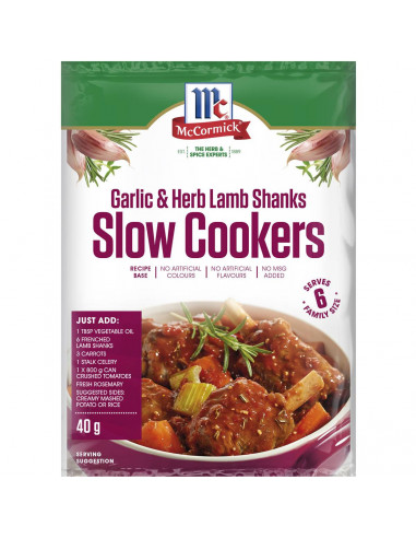 Mccormick Slow Cookers Garlic & Herb Lamb Shanks 40g