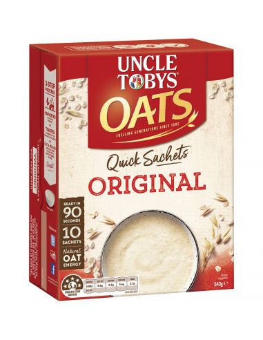 Uncle Tobys Quick Oats Sachets Original 10 pack