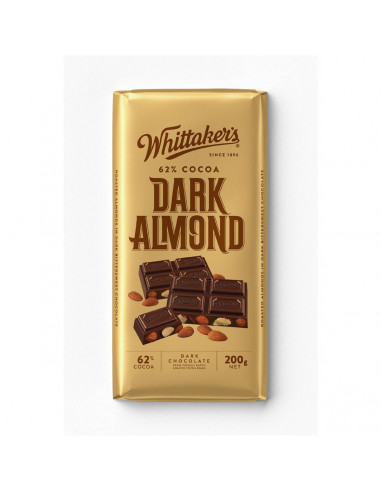 Whittakers Dark Chocolate 62% Cocoa Almond 200g block