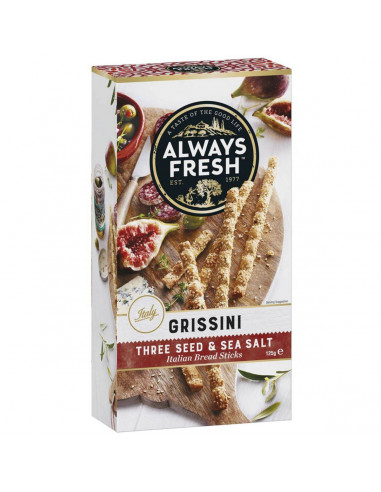 Always Fresh Grissini Crispbread Three Seed And Sea Salt 125g