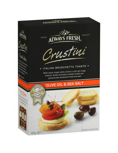 Always Fresh Crustini Crispbread Olive & Sea Salt 120g