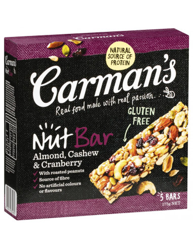 Carman's Almond, Cashew & Cranberry Nut Bars 5 pack