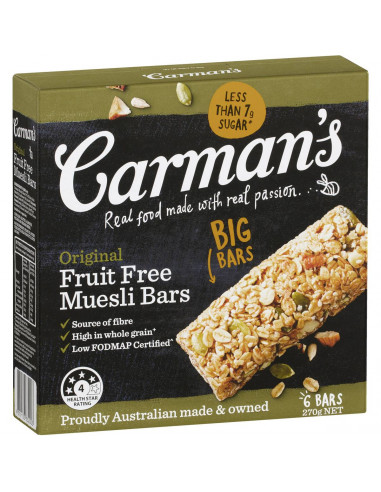 Carman's Original Fruit Free Muesli Bars 6 pack