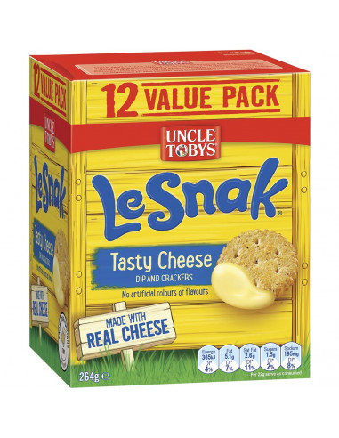 Uncle Tobys Le Snak Tasty Cheese Dip & Crackers 12 pack