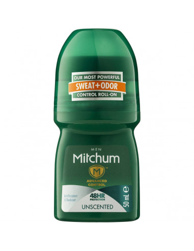 Mitchum Men's Roll On Unscented Antipe Antiperspirant & Deodorant 50ml