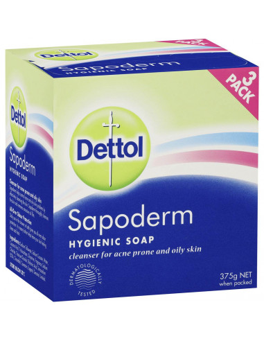 Dettol Sapoderm Hygienic Soap For Acne Oily Skin 3pk