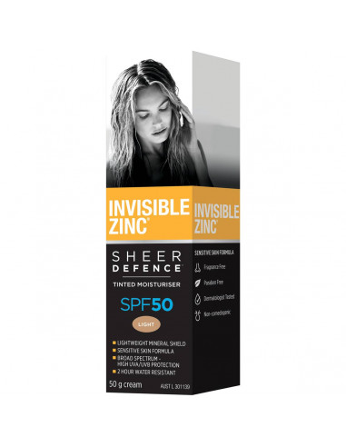 Invisible Zinc Tinted Moisturiser Light Spf50 50g