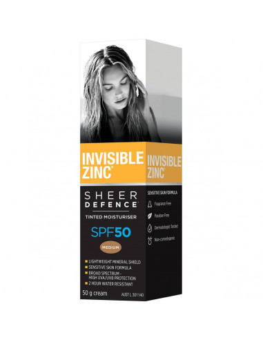 Invisible Zinc Tinted Moisturiser Medium Spf50 50g