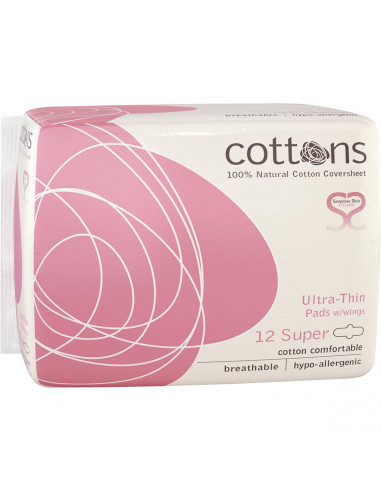 Cottons Ultra Thin Pads With Wings Super 12 pack