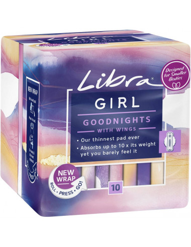 Libra Girl Good Night Pads With Wings 10 pack