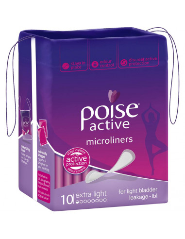 Poise Active Microliners 10 pack