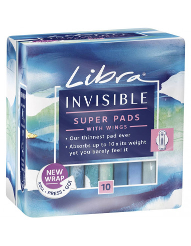 Libra Invisible Super Pads With Wings 12 pack