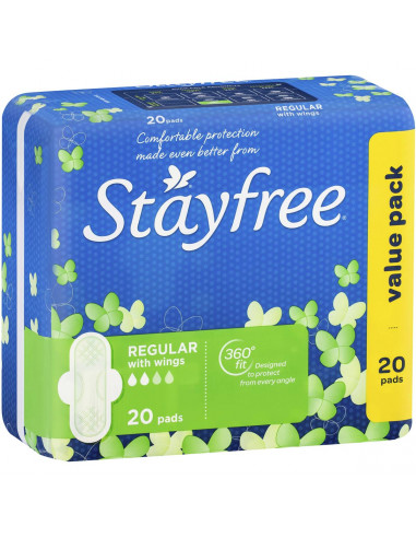 Stayfree Pads With Wings Regular 20pk