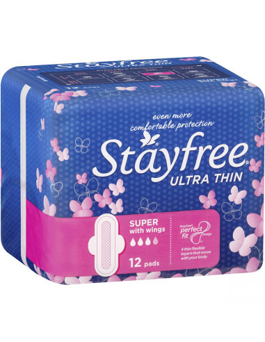 Stayfree Ultra Thins Pads Wings Super 12pk