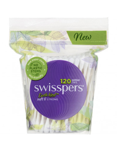 Swisspers Cotton Tips With Paperstem 120 pack