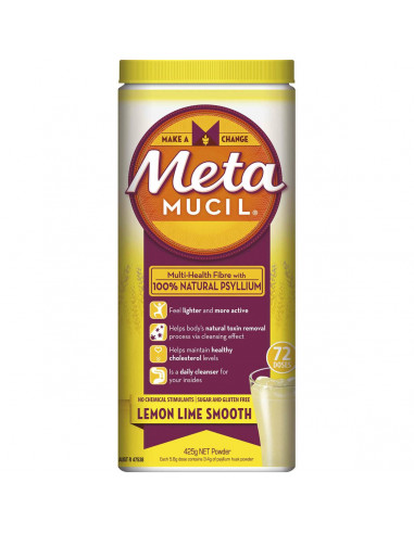 Metamucil Daily Fibre Supplement Lemon Lime Smooth 72 Doses 425g