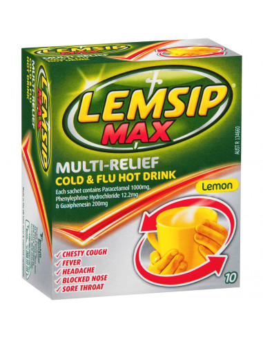Lemsip Max Cold & Flu Multi Relief Hot Drink Lemon 10 pack